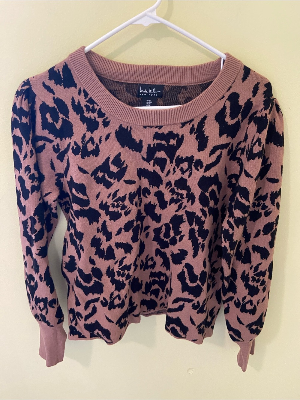 Nicole Miller Animal Print Crewneck Sweater